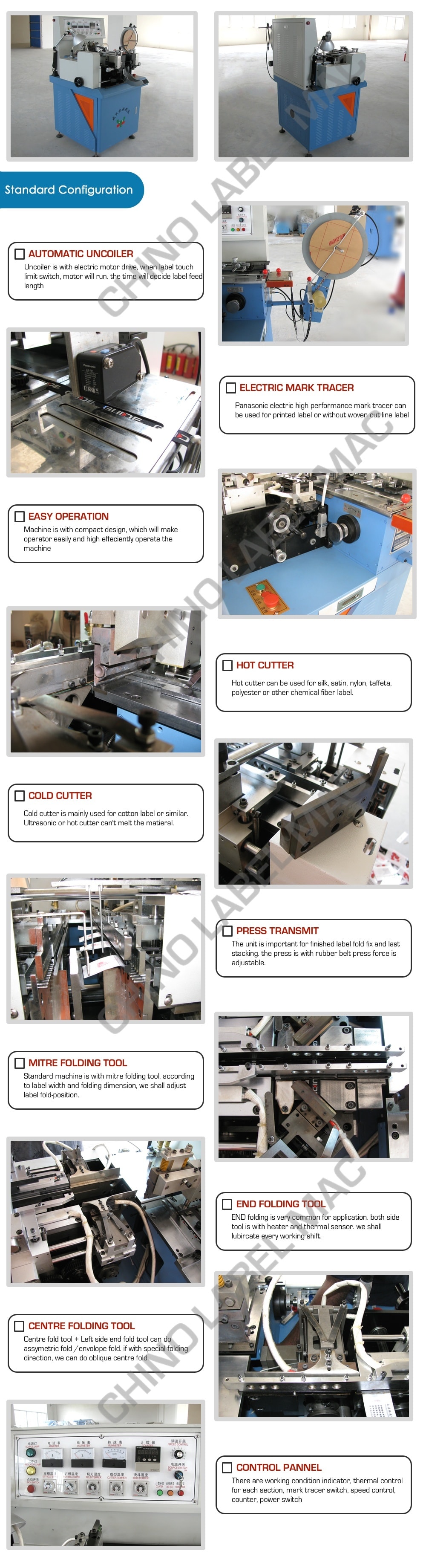 4-functions automatic garment label cutting and folding machine
