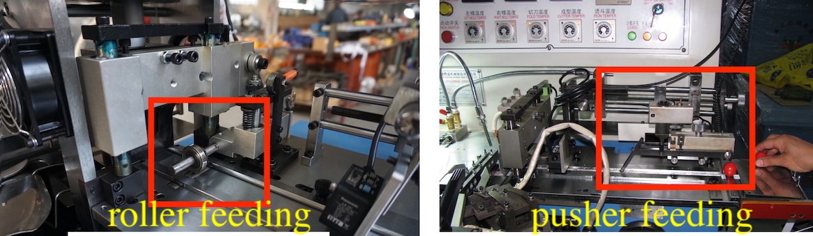 automatic label cutting machine pusher and roller feeding